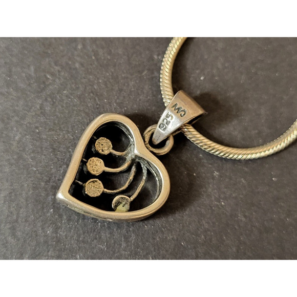 VTG GORGEOUS CW 925 STERLING SILVER NECKLACE WITH HEART PENDANT ITALY 18 IN - Picture 2 of 5